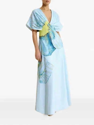 Acler Glamorgan Floral V-neck Maxi Dress In Blue