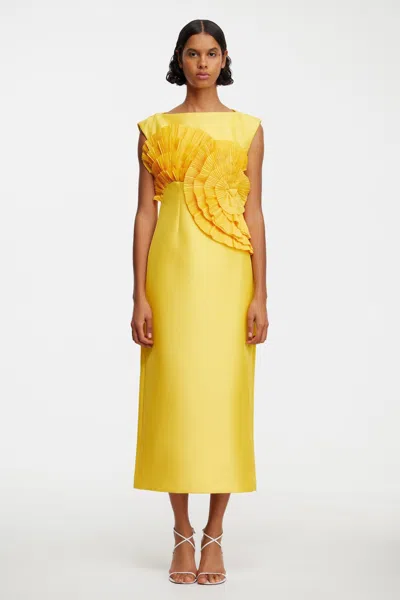 Acler Glynde Midi Dress In Yellow