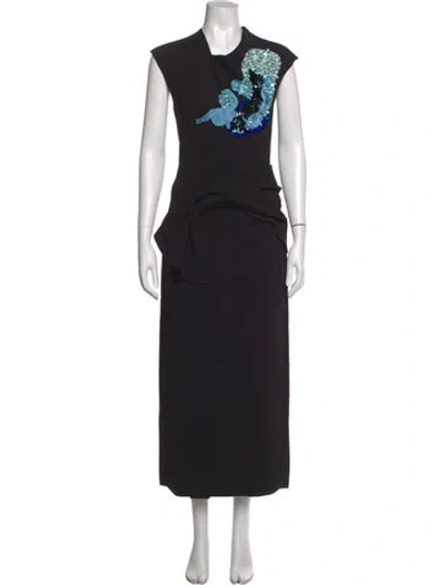 Pre-owned Acler Graphic Print Long Dress In Black