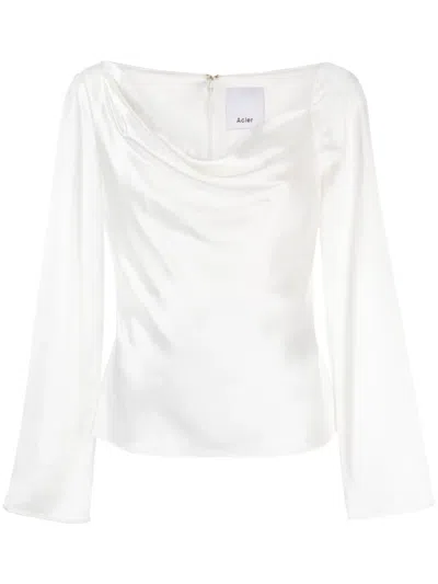 Acler Hallett Long-sleeve Satin Blouse In Neutrals