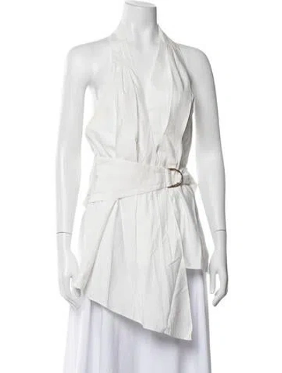 Pre-owned Acler Halterneck Sleeveless Top In White
