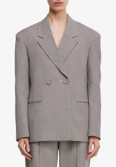 Acler Houndstooth Double-breasted Blazer In Gray