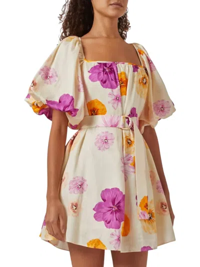 Acler Highgate Mini Dress In Yellow Multi
