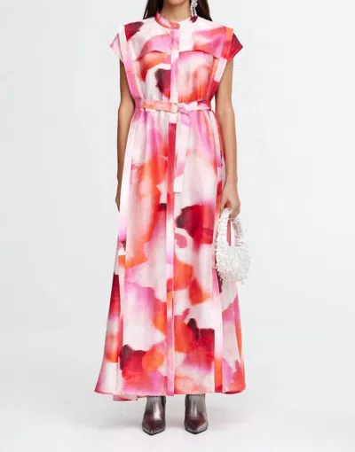 Acler Highlow Maxi Dress In Plum Watercolor