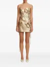 Acler Hillsome Bow-embellished Mini Dress In Gold