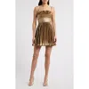 Acler Holcot Pleated Cocktail Minidress In Gold Ombre