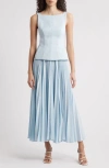 Acler Hollinshill Pleated Sleeveless Maxi Dress In Baby Blue