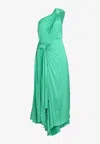 Acler Illoura Pleated One-shoulder Midi Dress In Green