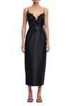 Acler Isla Column Satin Midi Dress In Black
