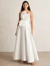 Acler Ivory Plissé Fan Strapless Maxi Dress In White