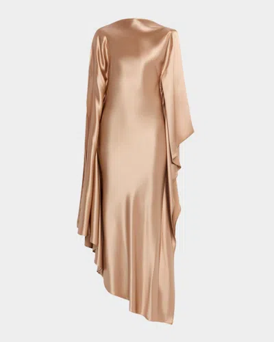 Acler Jarvis Draped Satin Maxi Dress In Champagne