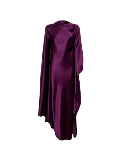 Acler Jarvis Draped-sleeve Maxi Dress In Purple