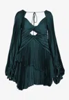 Acler Jeffcott Satin Plisse Mini Dress In Green