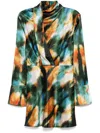 Acler Jeffries Mini Dress In Capri Wallpaper In Green