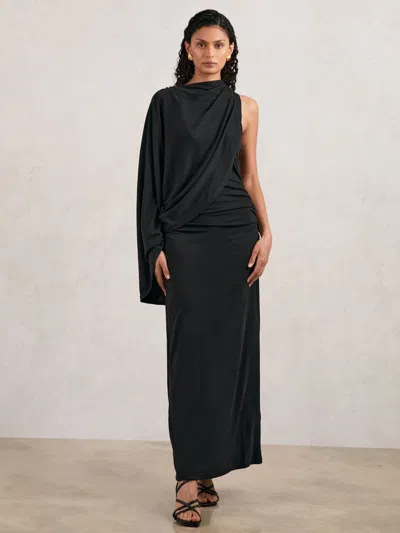 Acler Jersey Draped Midi Dress In Black