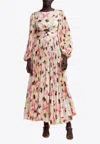 Acler Karatta Floral Midi Dress In Fuchsia