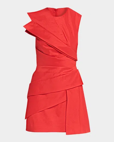 Acler Kenley Pleated Sleeveless Mini Dress In Spicy Red