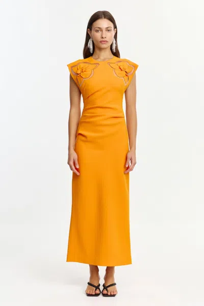 Acler Koda Midi Dress In Orange