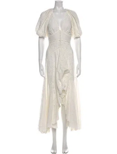 Pre-owned Acler Lace Pattern Long Dress In Neutral