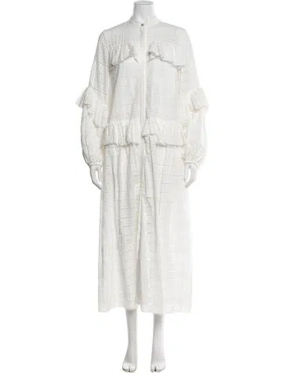 Pre-owned Acler Lace Pattern Long Dress In White