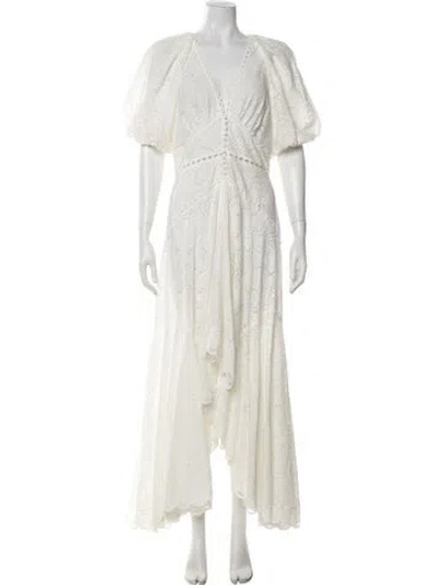 Pre-owned Acler Lace Pattern Long Dress In White