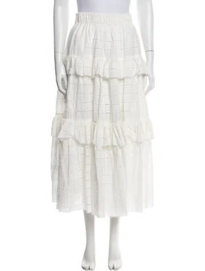 Pre-owned Acler Lace Pattern Long Skirt In White