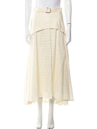 Pre-owned Acler Lace Pattern Long Skirt In White