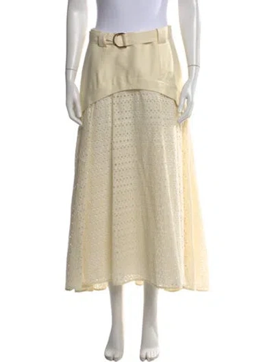 Pre-owned Acler Lace Pattern Long Skirt In Yellow