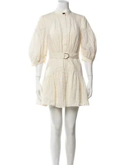 Pre-owned Acler Lace Pattern Mini Dress In Neutrals