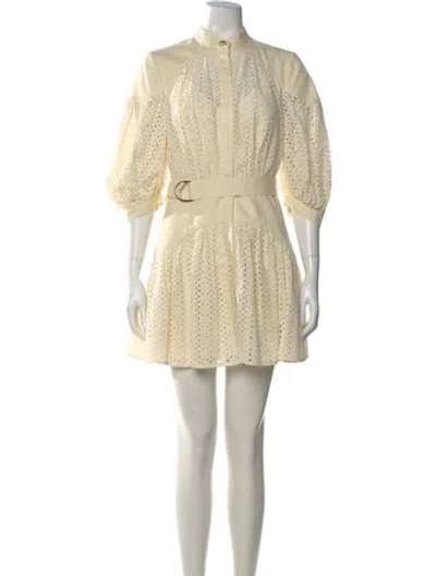 Pre-owned Acler Lace Pattern Mini Dress In Yellow