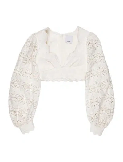 Pre-owned Acler Lace Pattern Square Neckline Blouse In White
