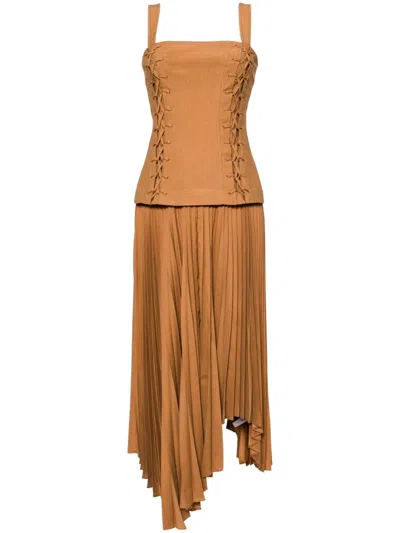 Acler Lace-up Detailing Dress In Brown