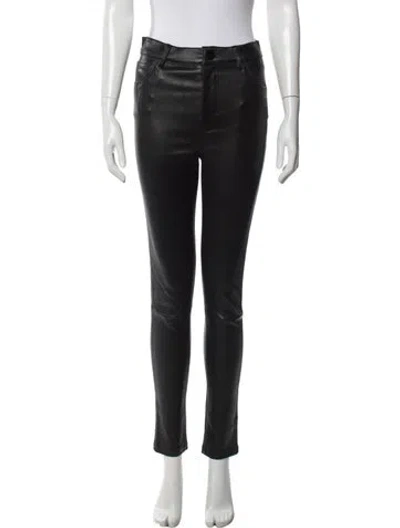 Pre-owned Acler Lamb Leather Skinny Leg Pants In Black