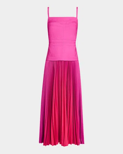 Acler Leasgill Pleated Open-back Dress In Raspberry Ombre