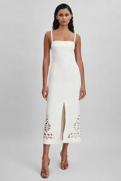 Acler Linen Blend Cut-out Midi Dress In Ivory