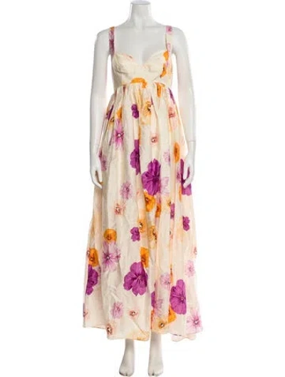 Pre-owned Acler Linen Long Dress In Multi