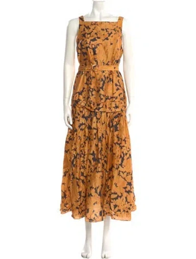 Pre-owned Acler Linen Long Dress In Orange