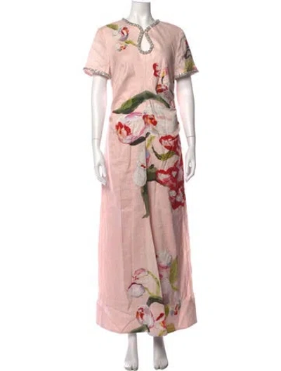 Pre-owned Acler Linen Long Dress In Pink