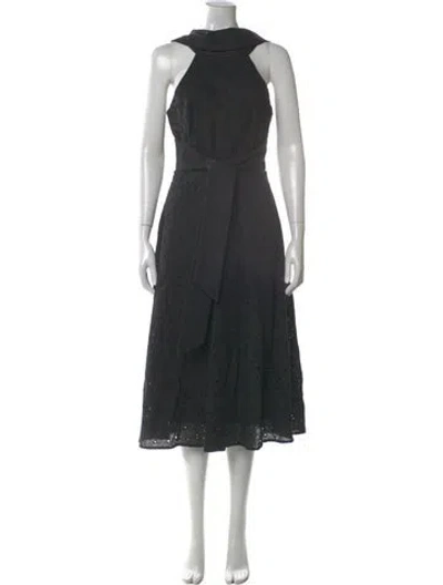 Pre-owned Acler Linen Midi Length Dress In Black