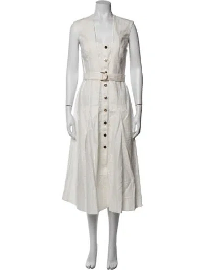 Pre-owned Acler Linen Midi Length Dress W/ Tags In White