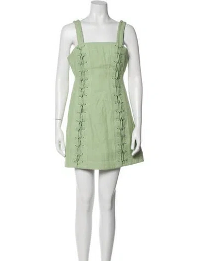 Pre-owned Acler Linen Mini Dress In Green