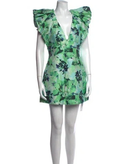 Pre-owned Acler Linen Mini Dress In Green