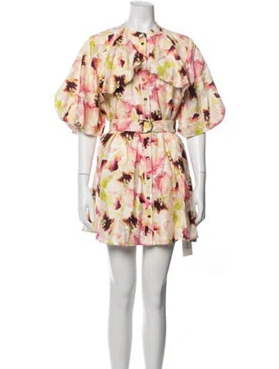 Pre-owned Acler Linen Mini Dress W/ Tags In Neutral