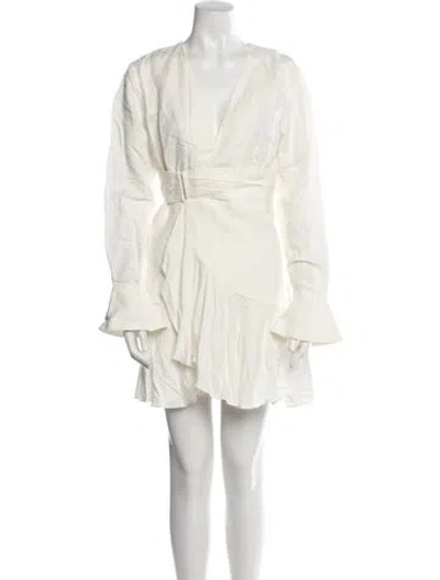 Pre-owned Acler Linen Mini Dress In White