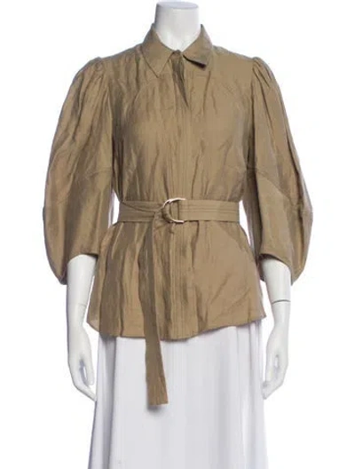 Pre-owned Acler Linen Three-quarter Sleeve Blouse In Neutral