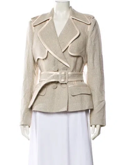 Pre-owned Acler Linen Tweed Pattern Blazer In Neutral