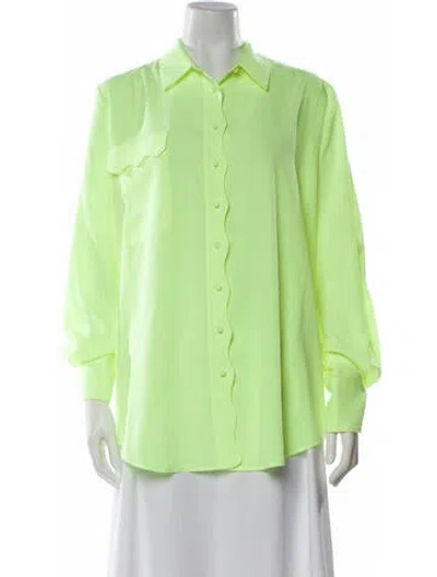 Pre-owned Acler Long Sleeve Blouse In Green