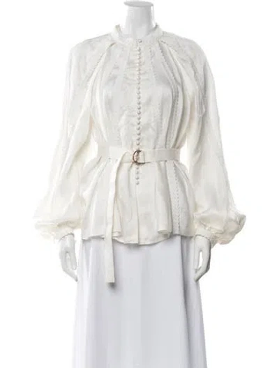 Pre-owned Acler Long Sleeve Blouse In White