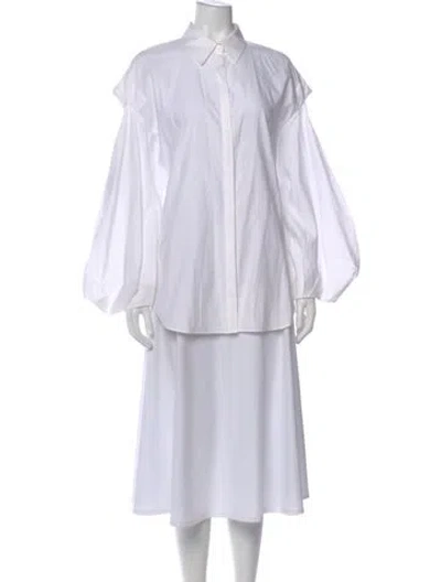 Pre-owned Acler Long Sleeve Blouse In White