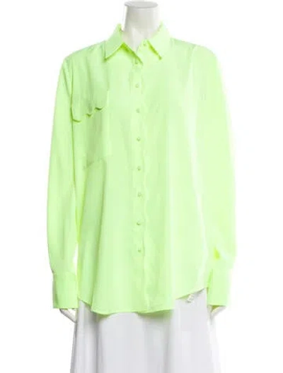 Pre-owned Acler Long Sleeve Button-up Top In Green